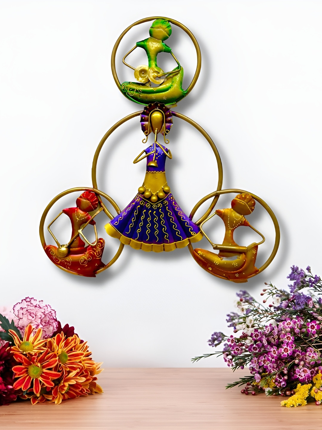 ANSHIKA INTERNATIONAL Beautiful 4 Musicians Dolls Metal Glossy Hall Wall Hangings-24In