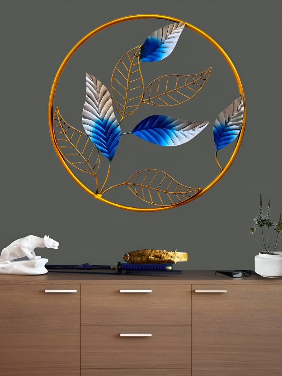 ANSHIKA INTERNATIONAL Metal Floral Glossy Hanging Hall Wall Hangings-20In