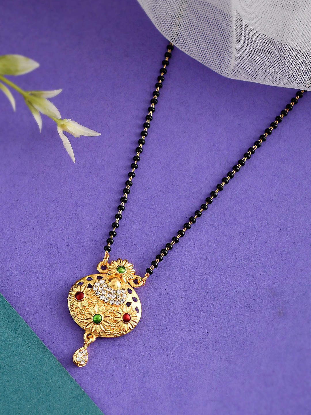 Silvermerc Designs Gold-Plated Stones & Beads Mangalsutra