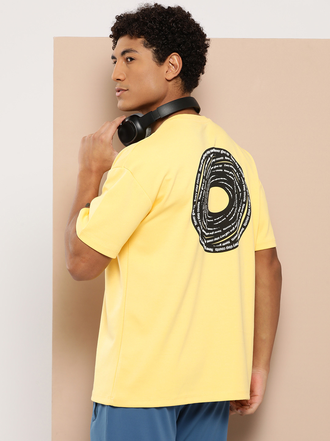 Alcis Men Typography Printed Drop-Shoulder Sleeves Dry Tech Sports T-shirt