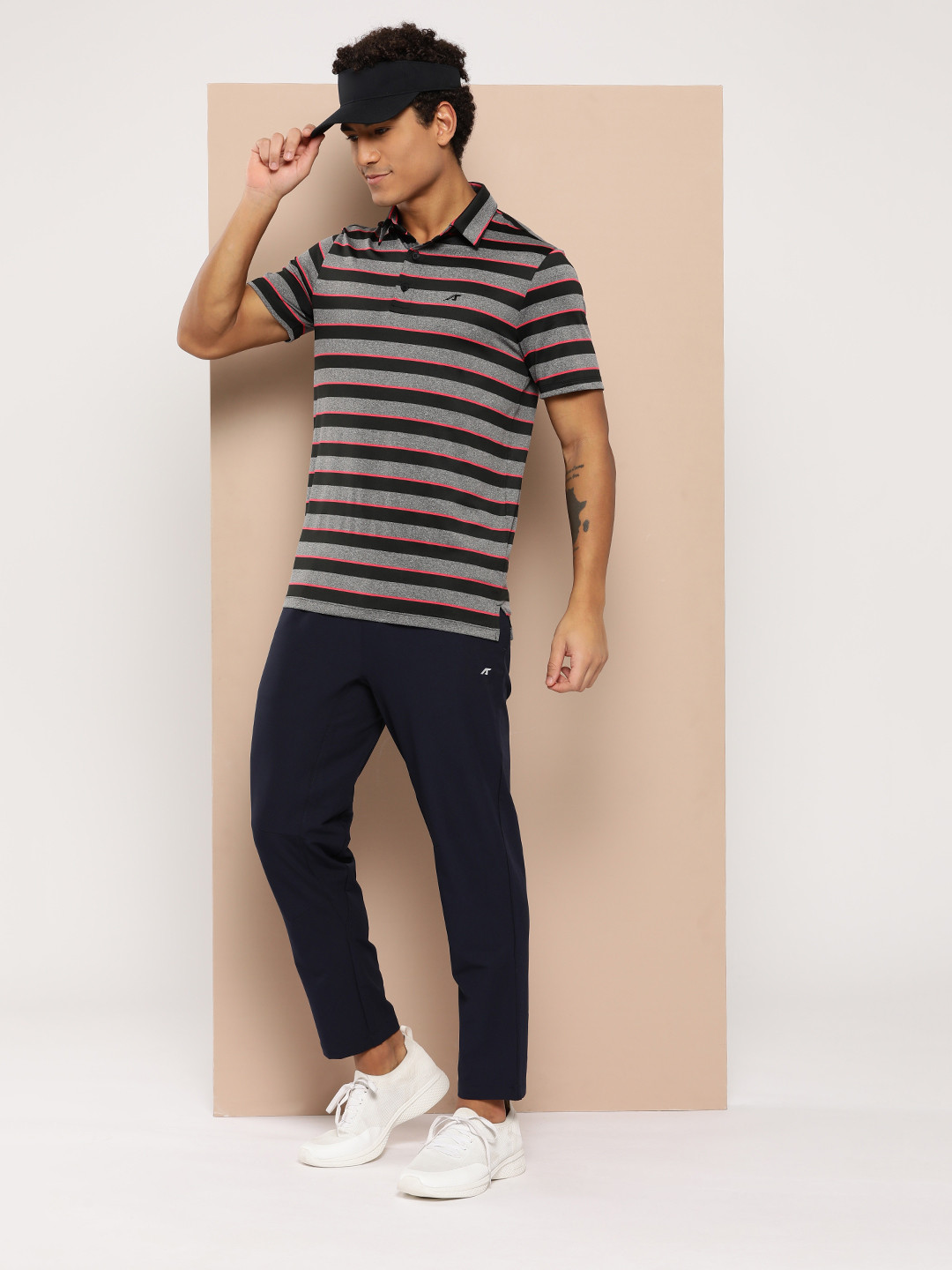 Alcis Men Striped Polo Collar Dry Tech Golf T-shirt