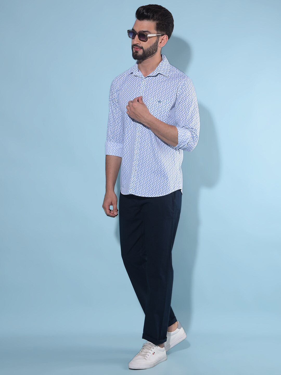 Crimsoune Club Resort Collar Abstract Printed Slim Fit Cotton Casual Shirt