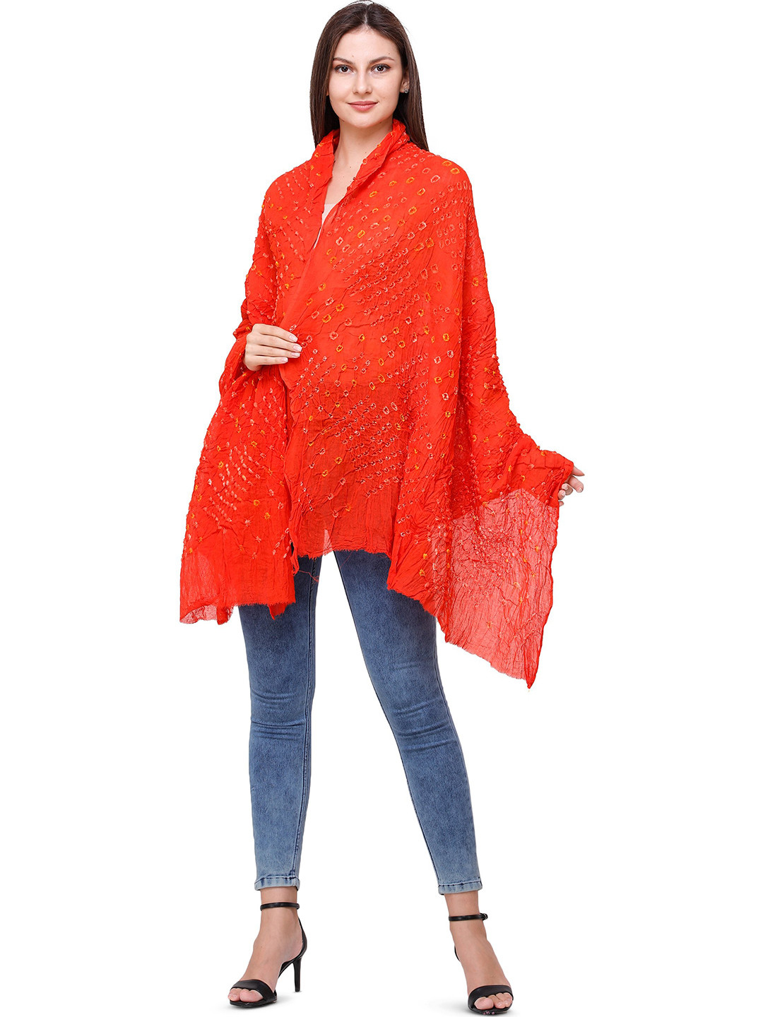 Exotic India Fiesta Pure Cotton Tie-Dye Printed Silk Jodhpuri Dupatta