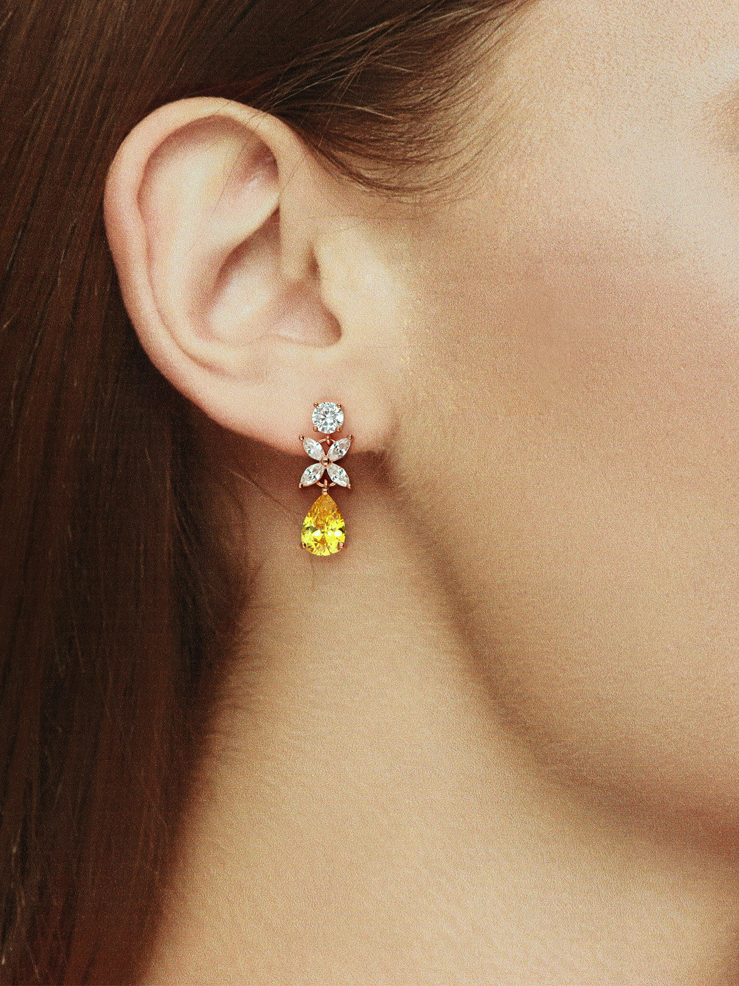 KAI JEWEL 92.5 Sterling Silver Rhodium-Plated Cubic Zirconia Studded Drop Earrings