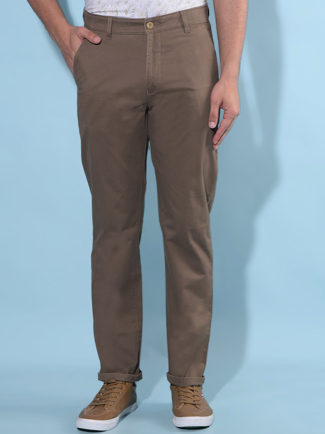 Crimsoune Club Men Floral Original Straight Fit Cotton Chinos Trousers