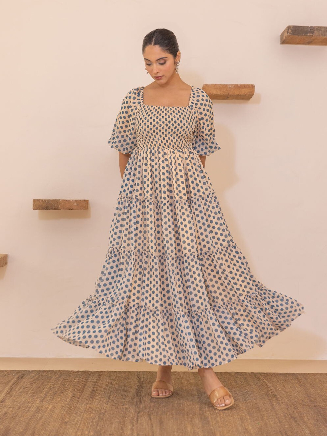 Buy Polago Clothing Polka Dot Printed Georgette A Line Maxi Dress Dresses for Women 29117598 Myntra