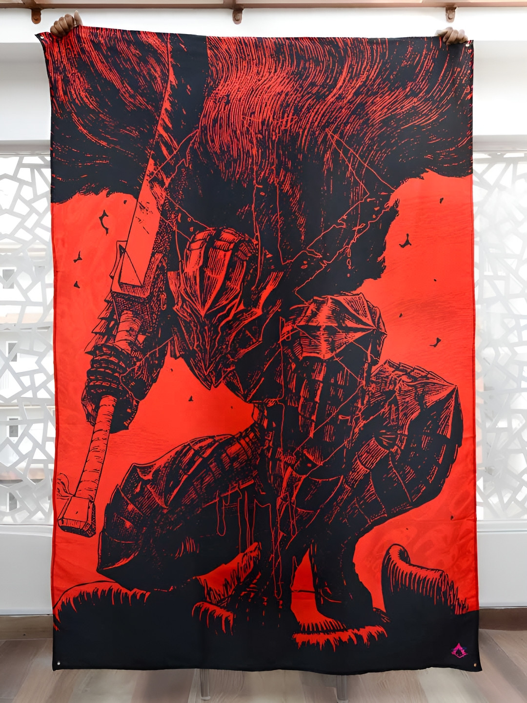 COMICSENSE Red & Black Berserk Anime Cursed Printed Tapestry