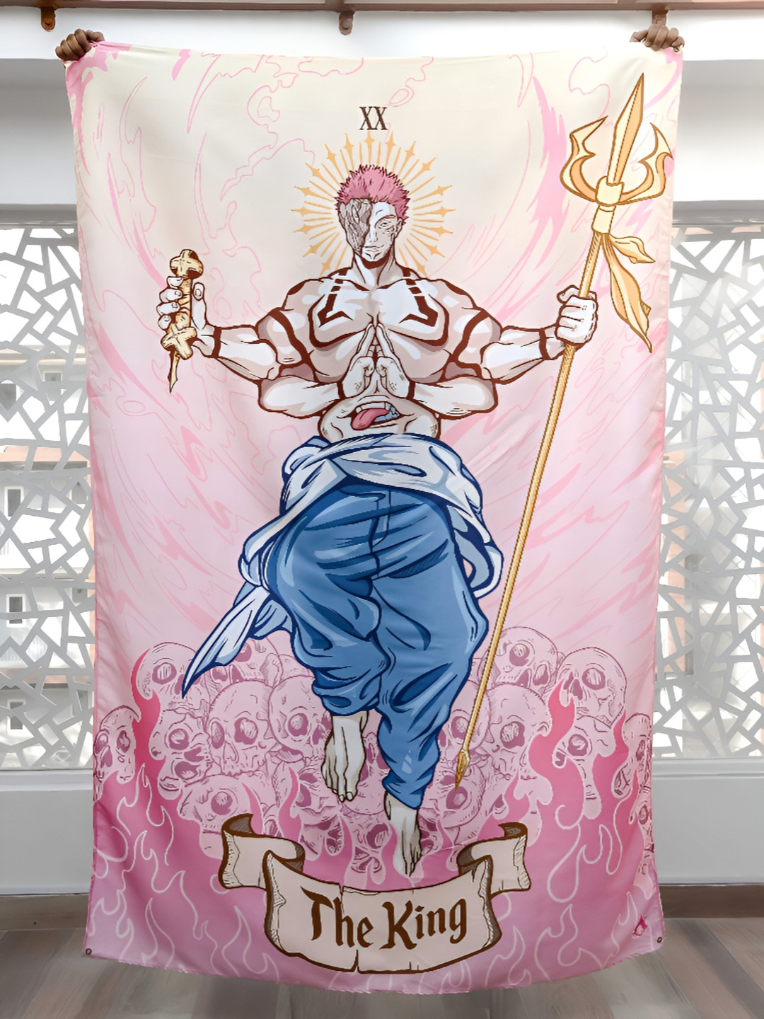 COMICSENSE Blue & Pink Jujutsu Kaisen Anime King Printed Tapestry