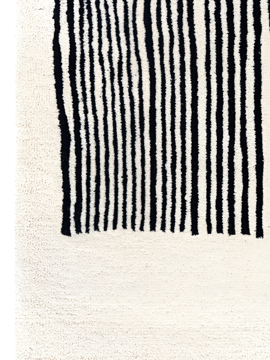 Rugberry White Striped Hand-Tufted Woollen Carpet