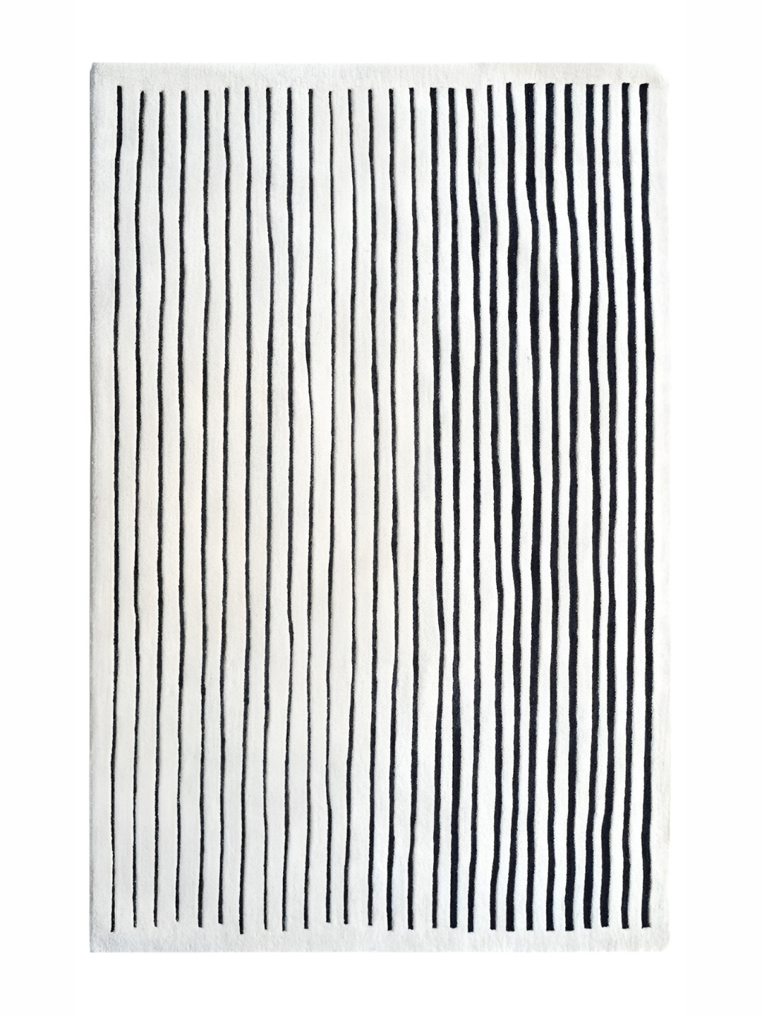 Rugberry White Striped Hand-Tufted Woollen Carpet