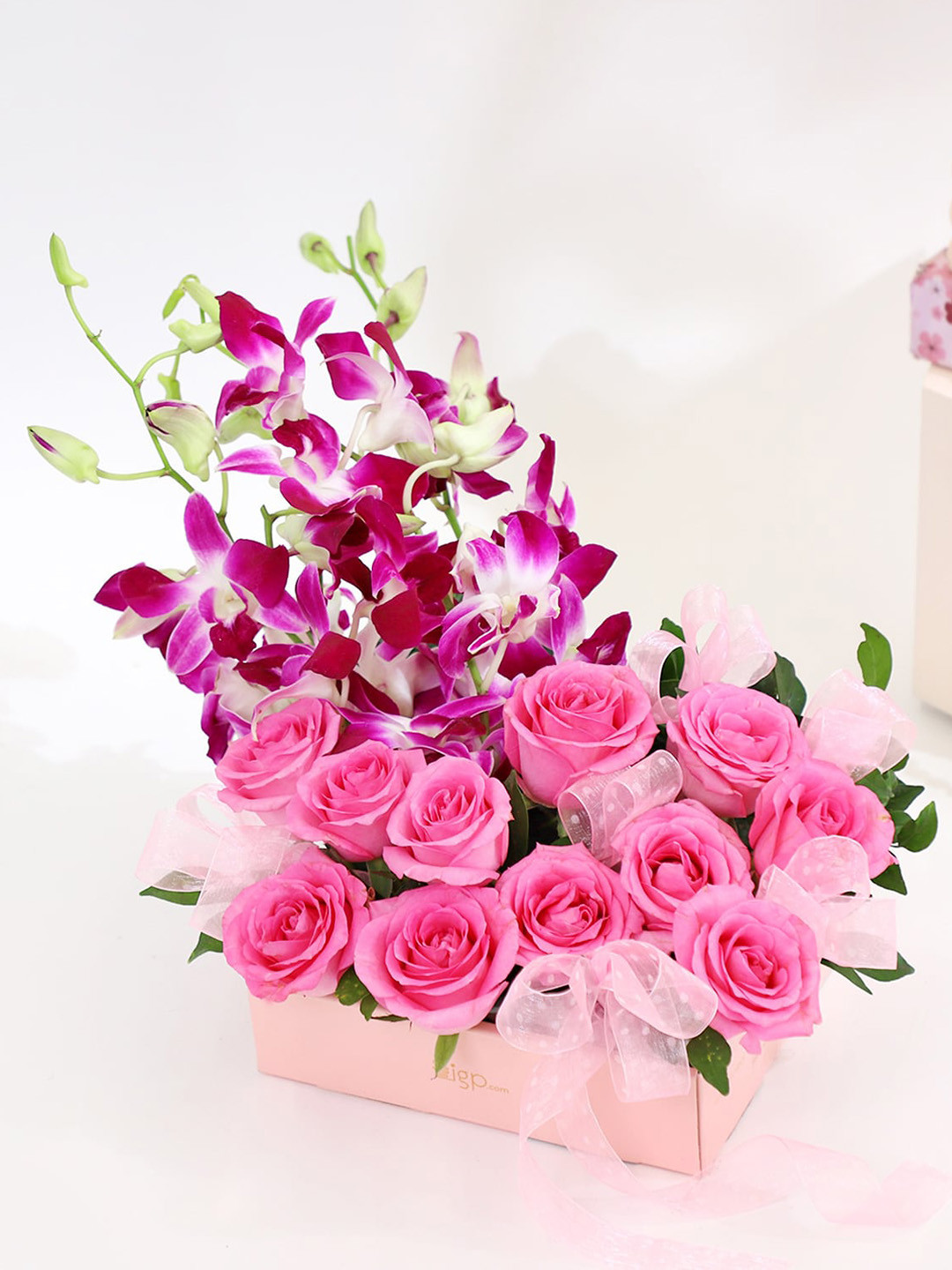 IGP Pink Roses & Purple Orchids Fresh Flower Bouquet