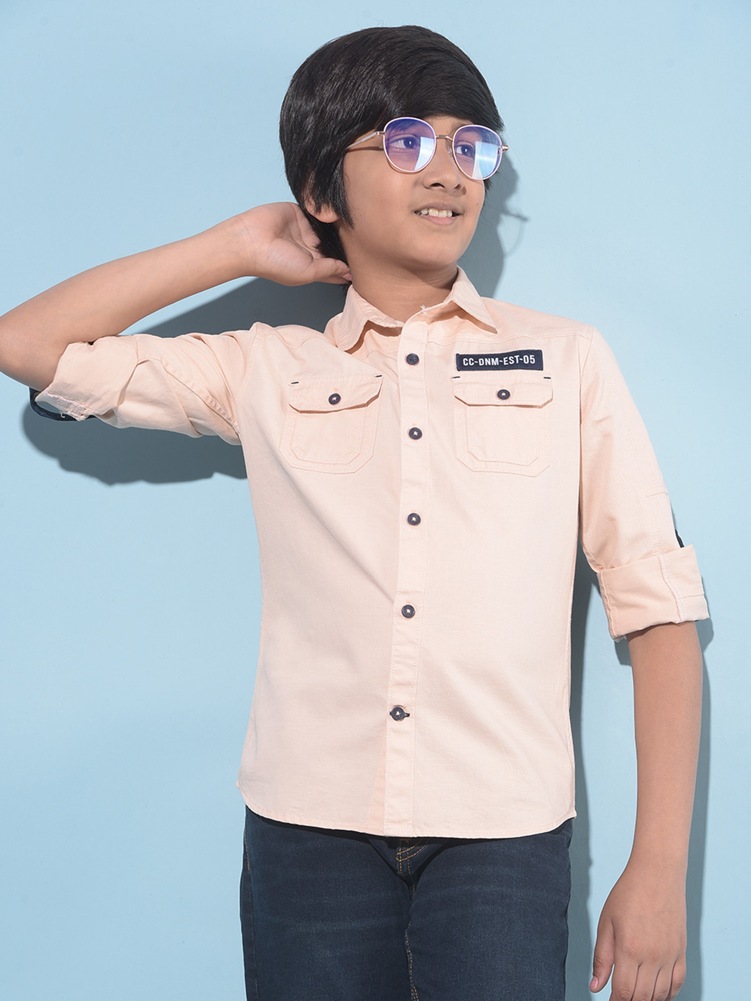 Crimsoune Club Boys Classic 2 Flap Pockets Slim Fit Cotton Casual Shirt