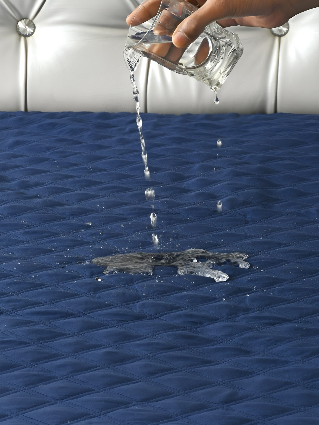 MallowWorld Navy Blue Cotton Mattress Protector