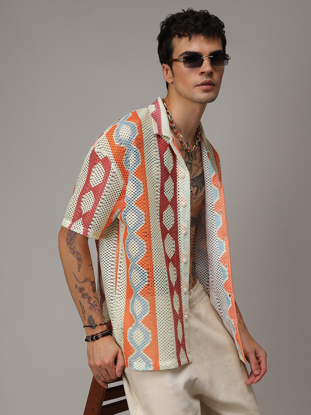 Campus Sutra Ethnic Motifs Relaxed Fit Shirt