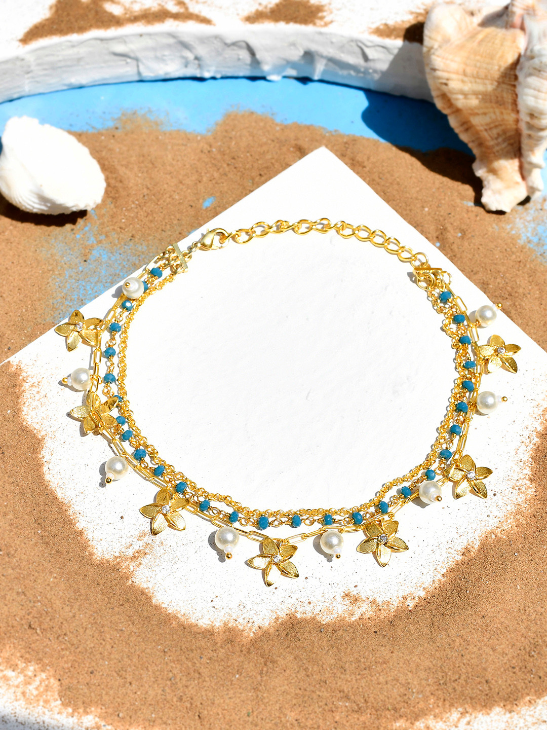 Voylla Gold-Plated Multi-Layered Anklet