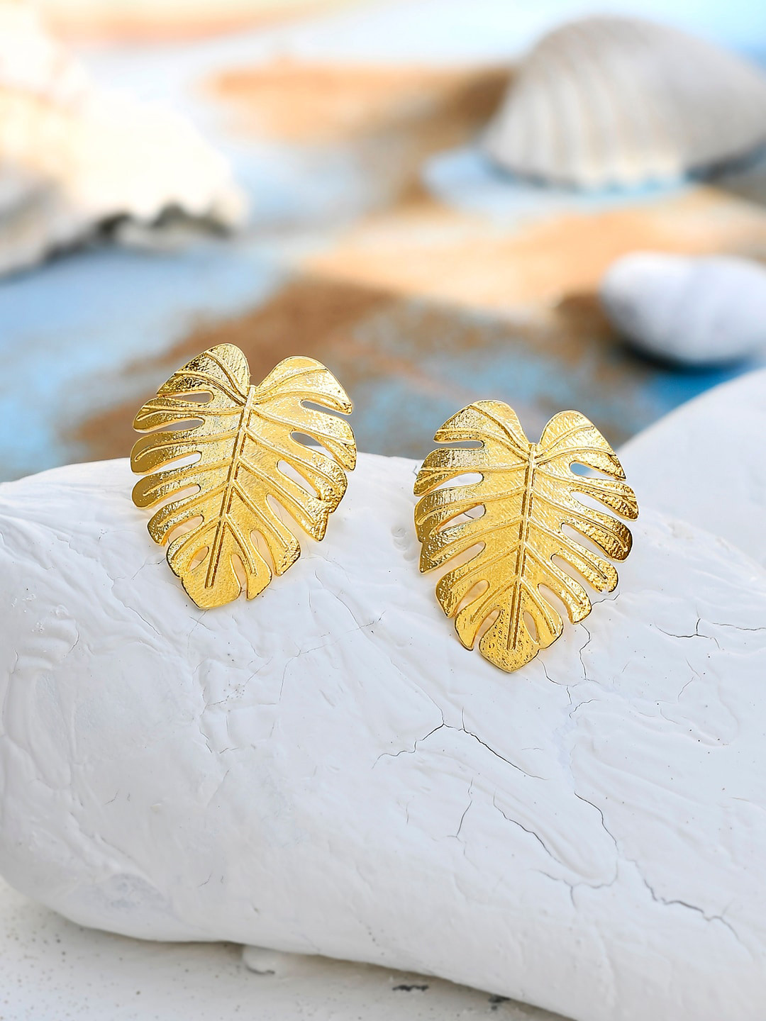 Voylla Hawaii Monstera Statement Studs