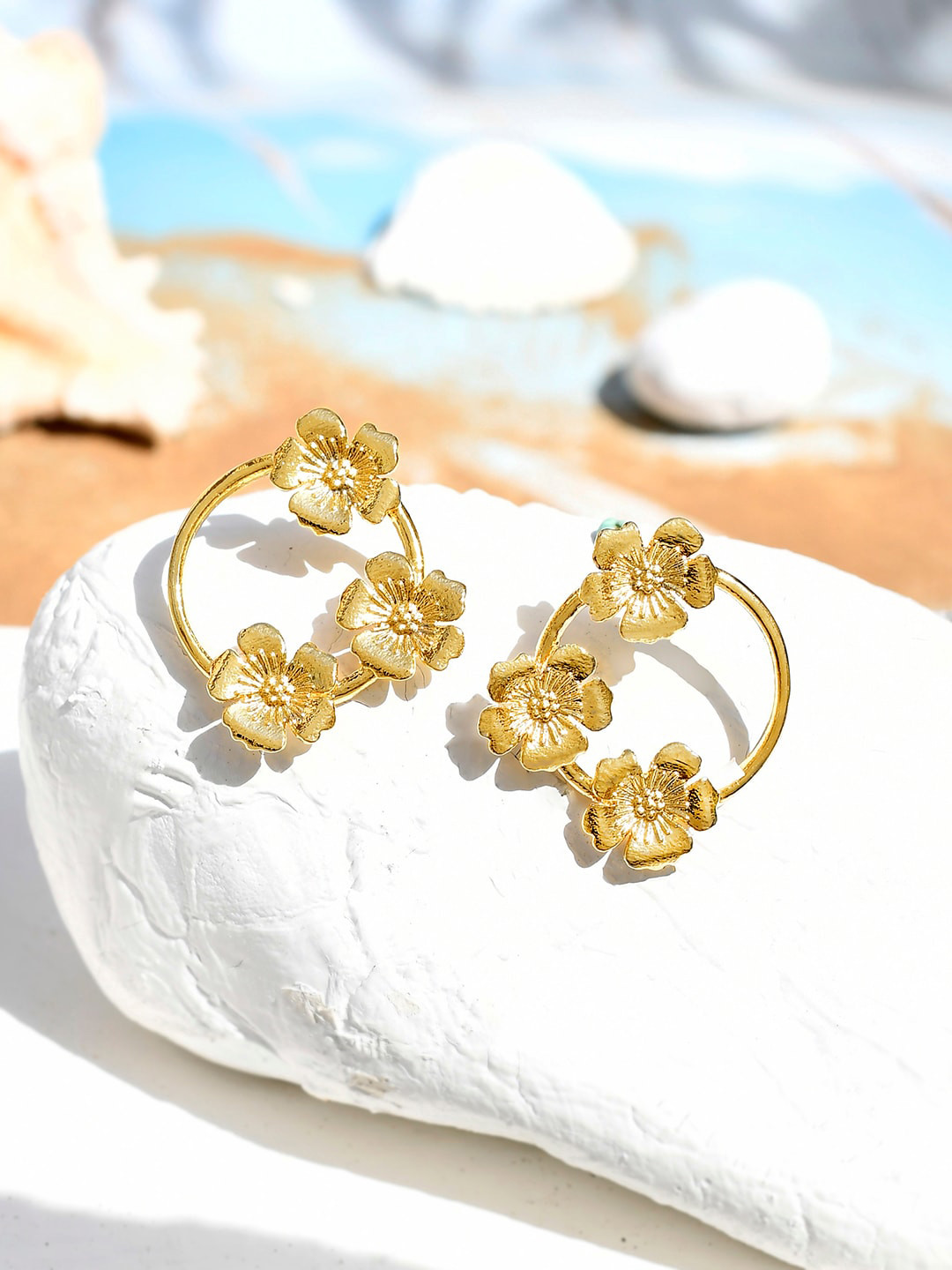 Voylla Hawaii Circular Mounted Hibiscus Studs