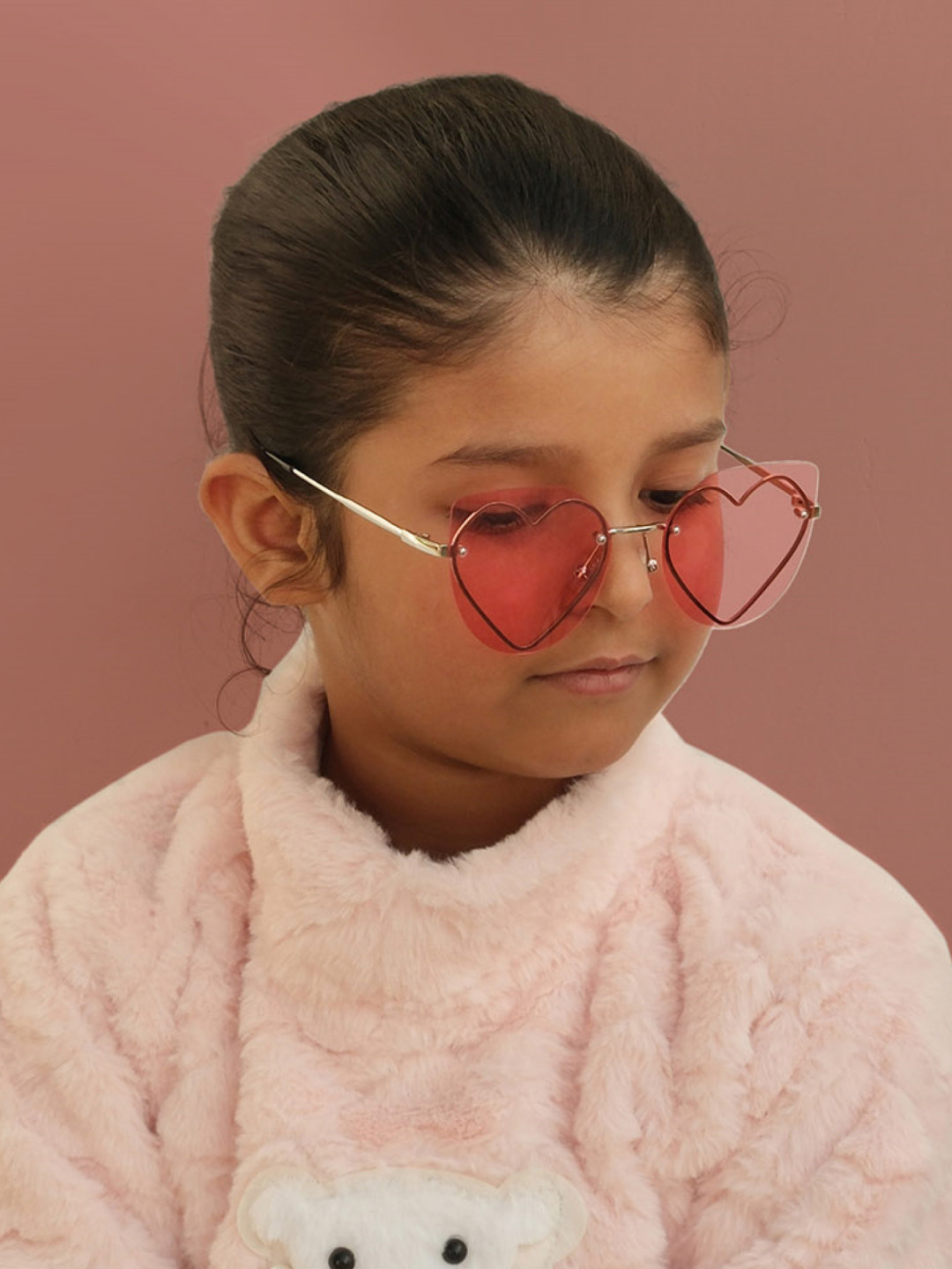 DukieKooky Kids Heart Shape Aviator Sunglass With UV Protected Lens