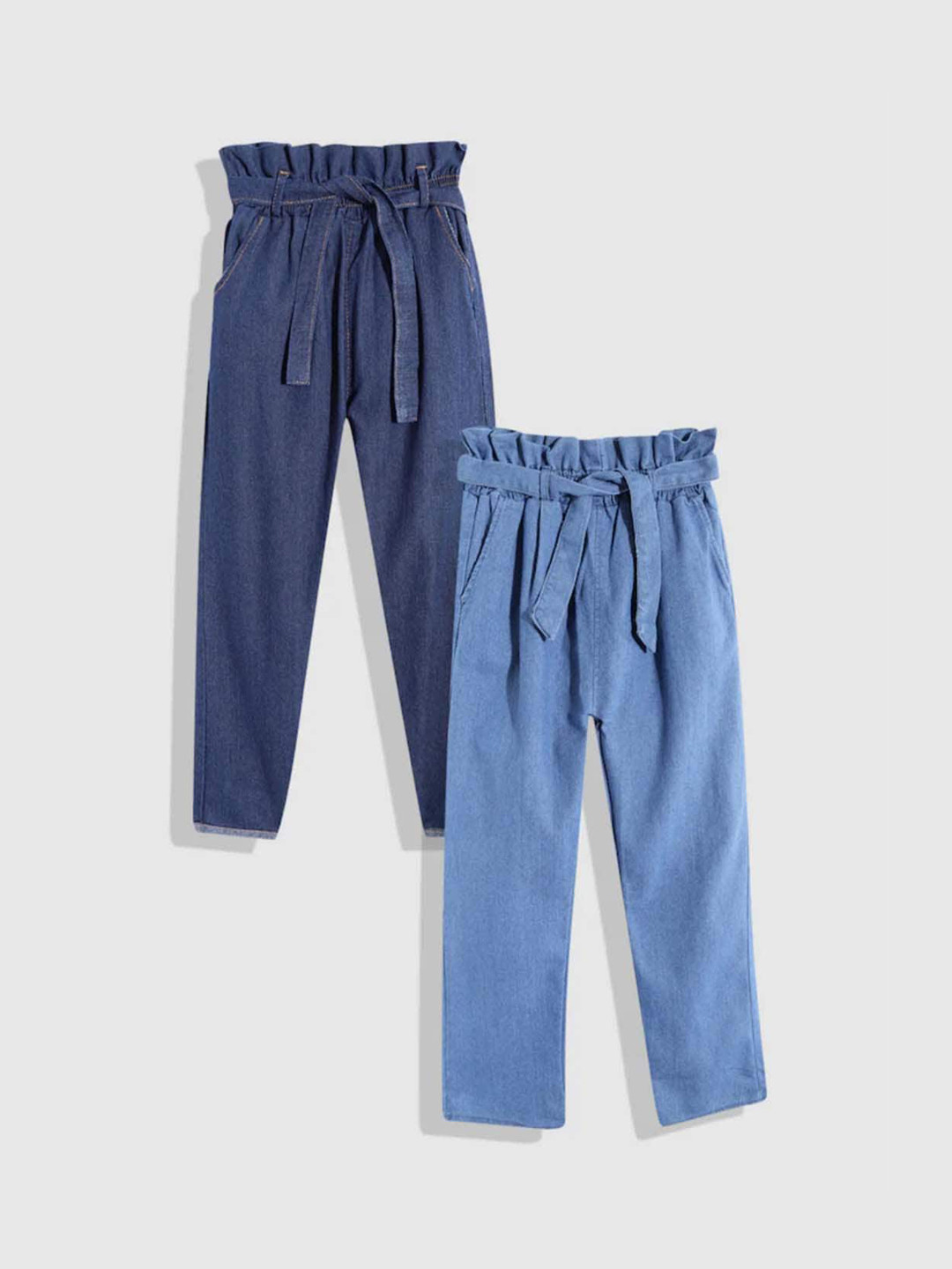 BAESD Girls Pack Of 2 Clean Look Mid Rise Cotton Jeans