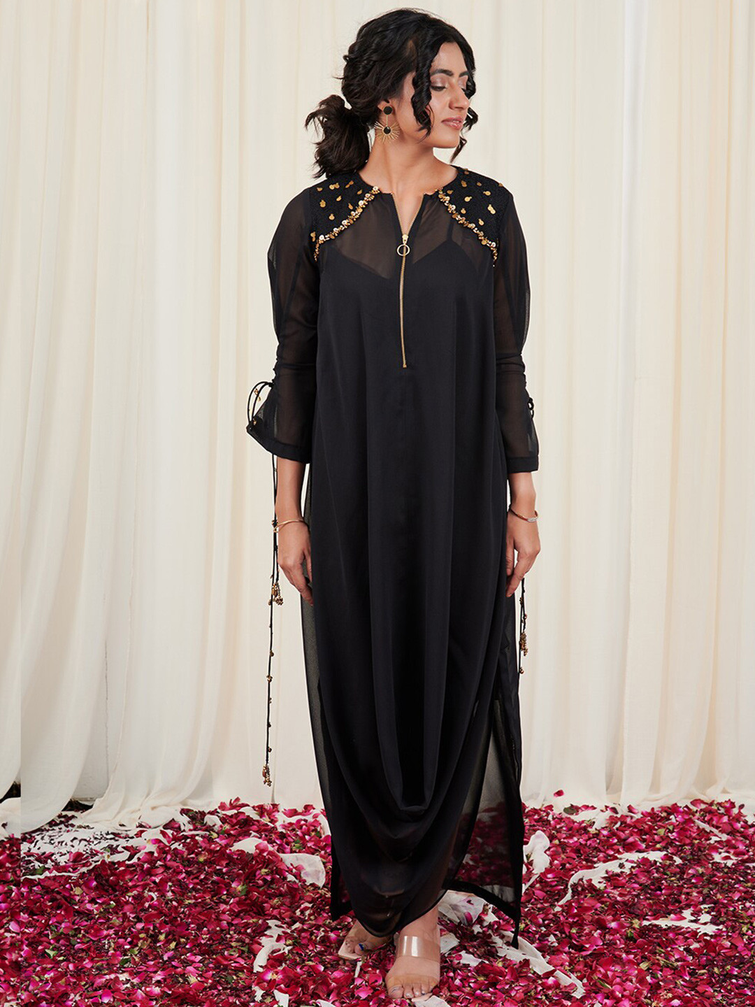 RIRASA Round Neck Georgette Maxi Dress