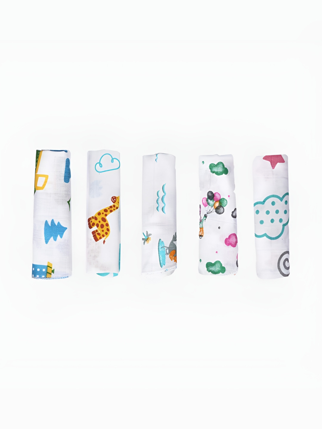 PINKBUNNY White & Blue 5 Pieces Bunny Printed Face Towels