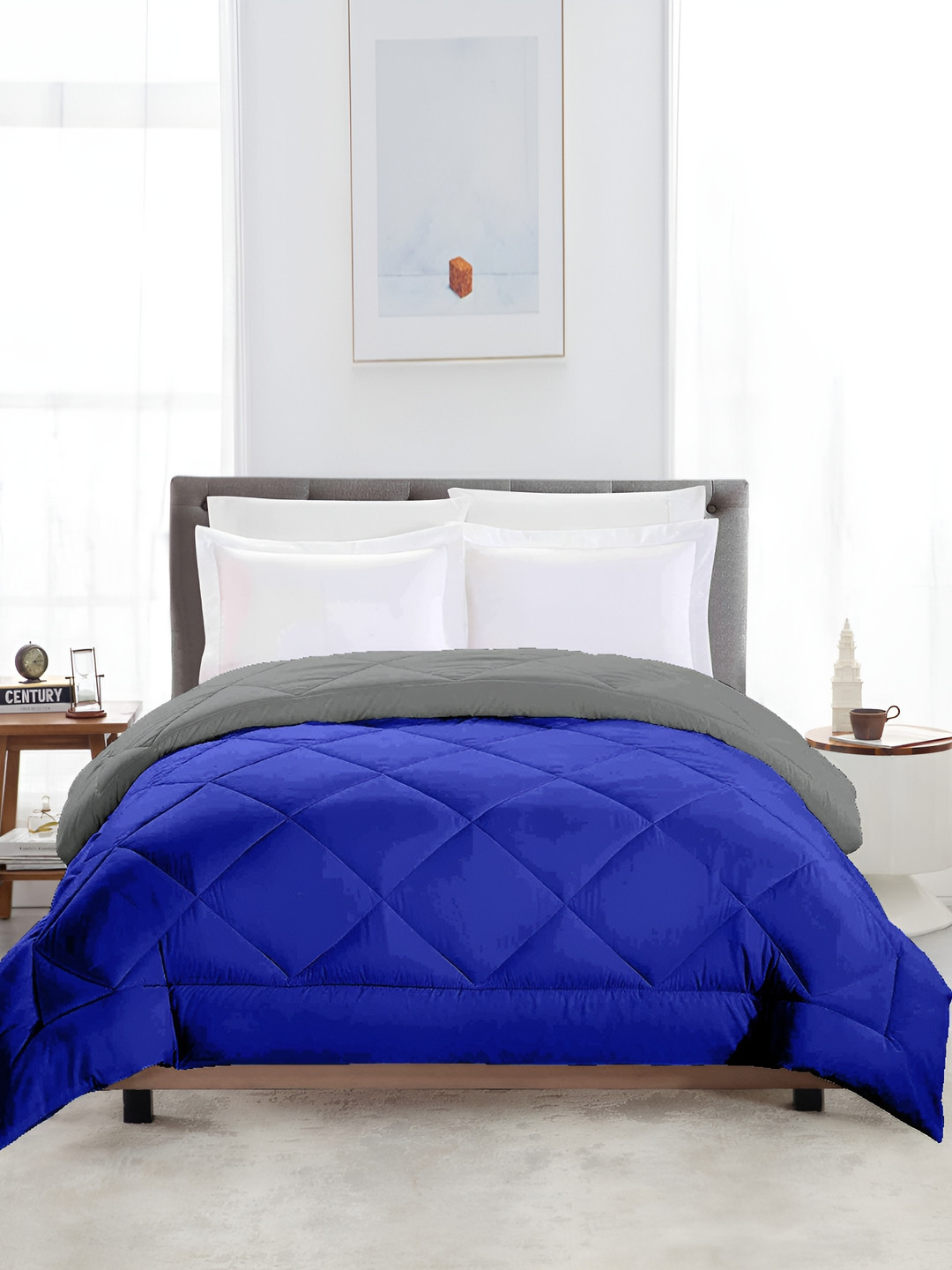 CHICERY Blue & Grey Geometric Ultra Soft Single Bed Comforter