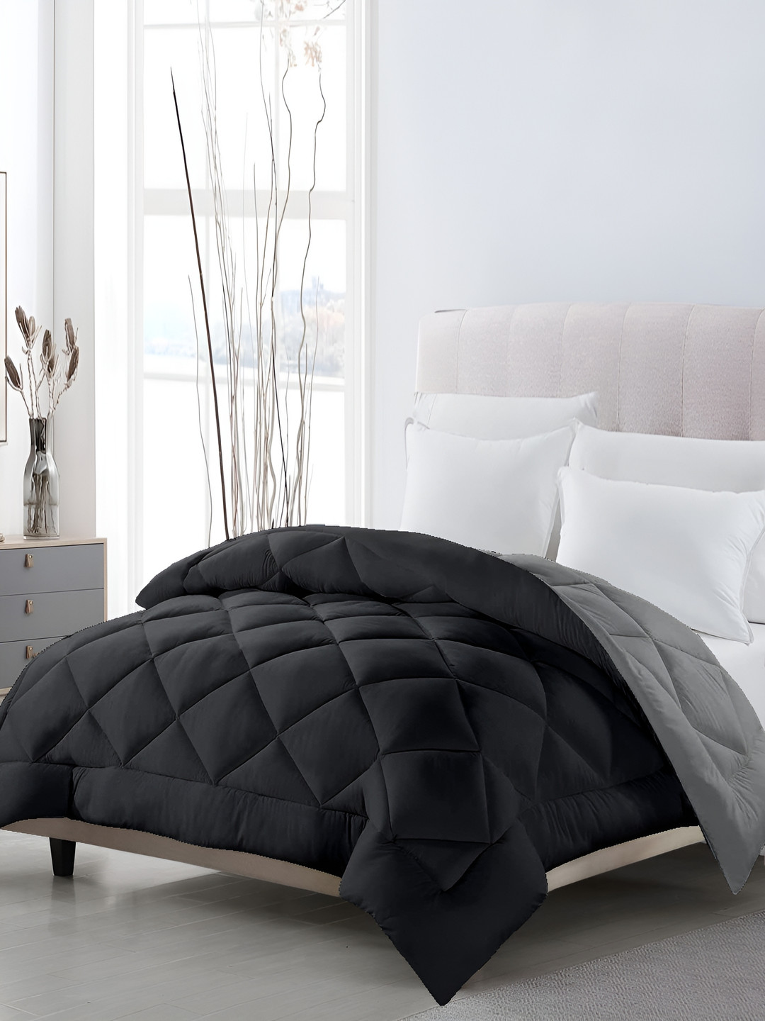 CHICERY Black & Grey Comforter Single Bed Comforter