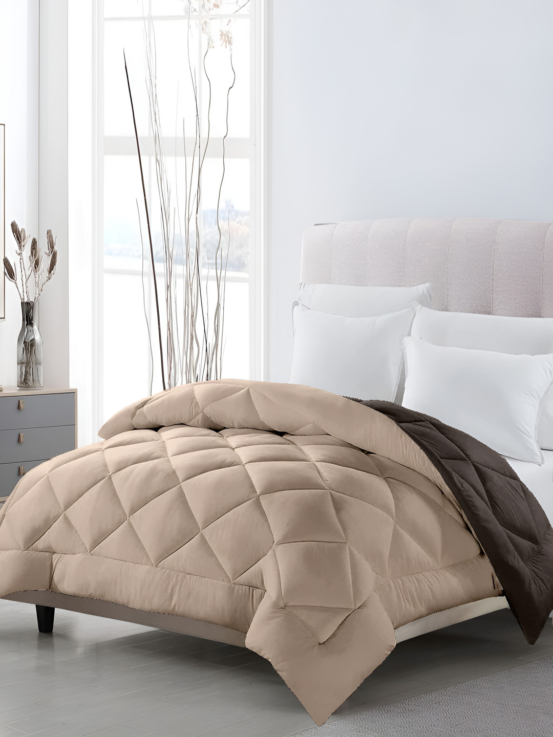 CHICERY Beige & Brown Single Bed Comforter