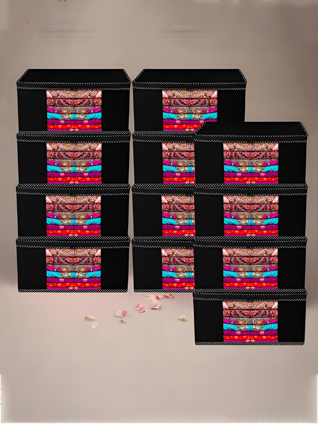 Kuber Industries Black 12 Pieces Reusable Zip Closure Saree Bag Organisers