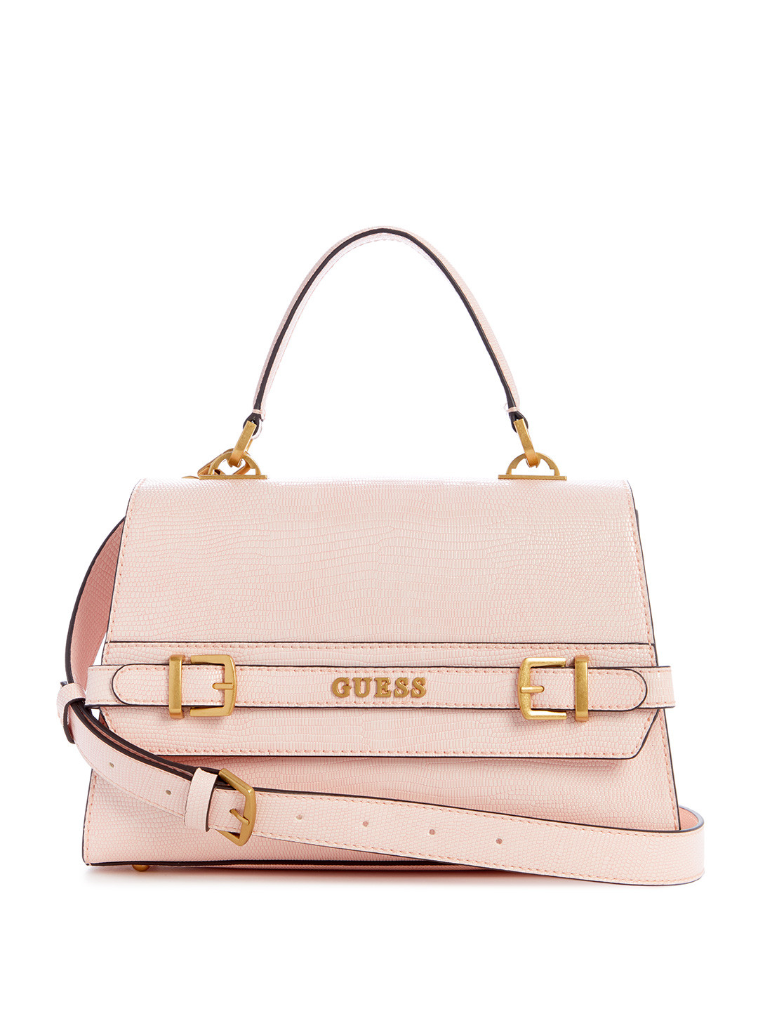 GUESS Snake Skin Textured Structured Satchel Bag