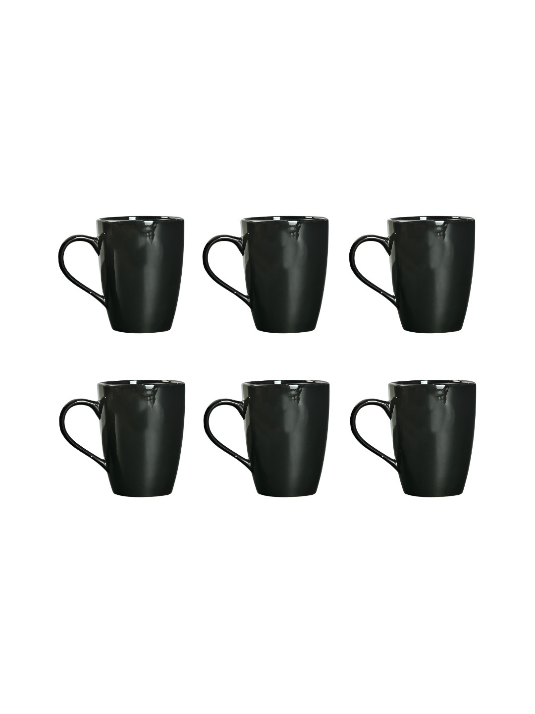Femora Zebra Pattern Black Ceramic Microwave Safe 6 Piece Mugs-360ml