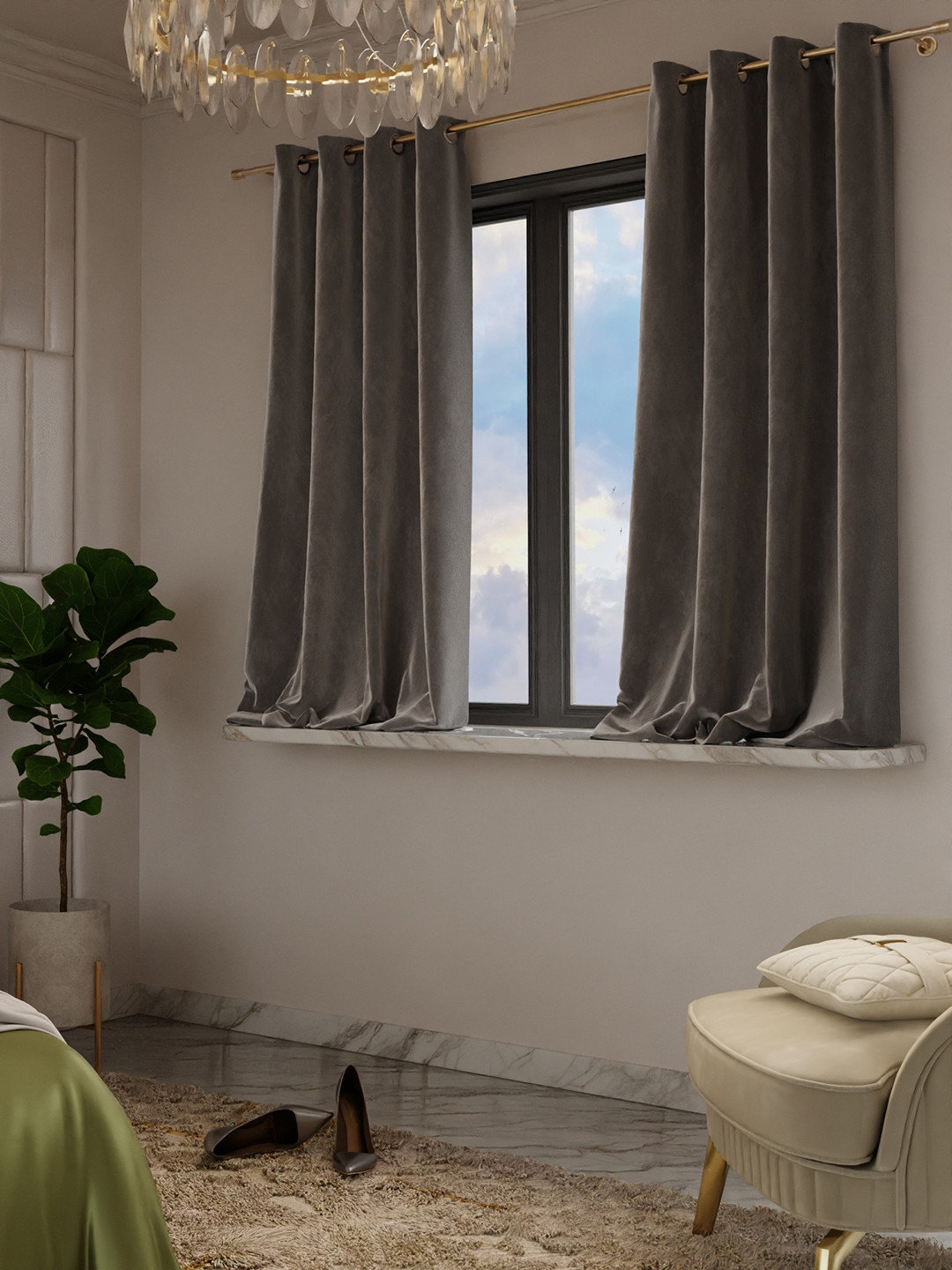 Stoa Paris Date Night Satin Velvet Midnight Muse Window Curtain