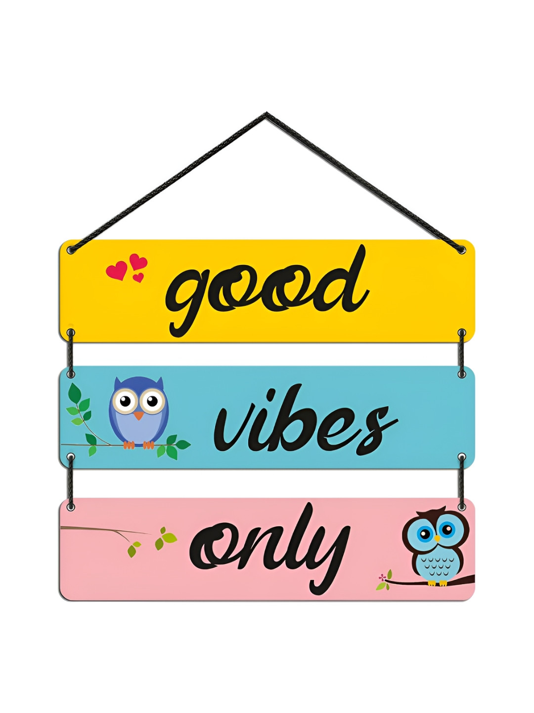 Home Delight Good vibes Wood Matte Hanging Hall Wall Hangings-13.8In