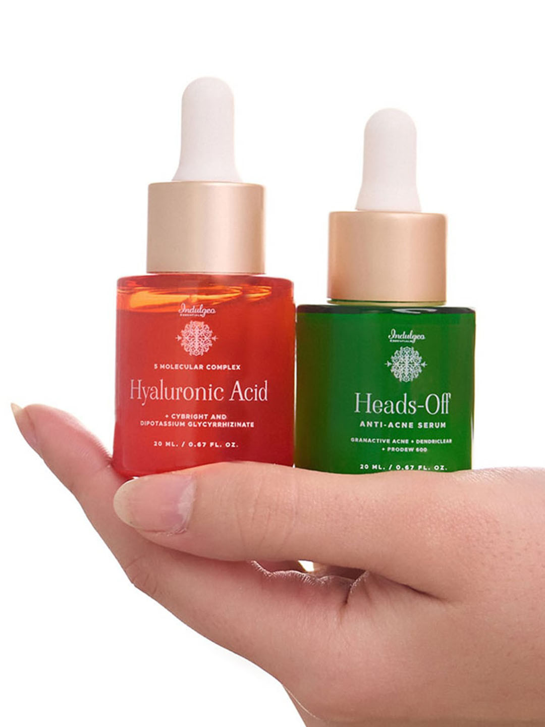 Indulgeo Essentials Hyaluronic Acid & Heads Off Anti-Acne Serum Combo - 20ml Each