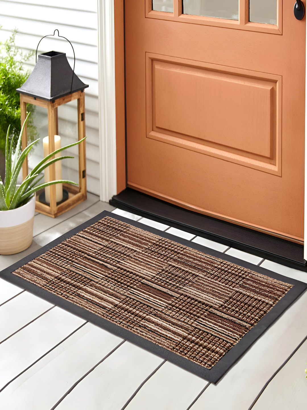 Home Centre Brown Printed Rectangle Doormat