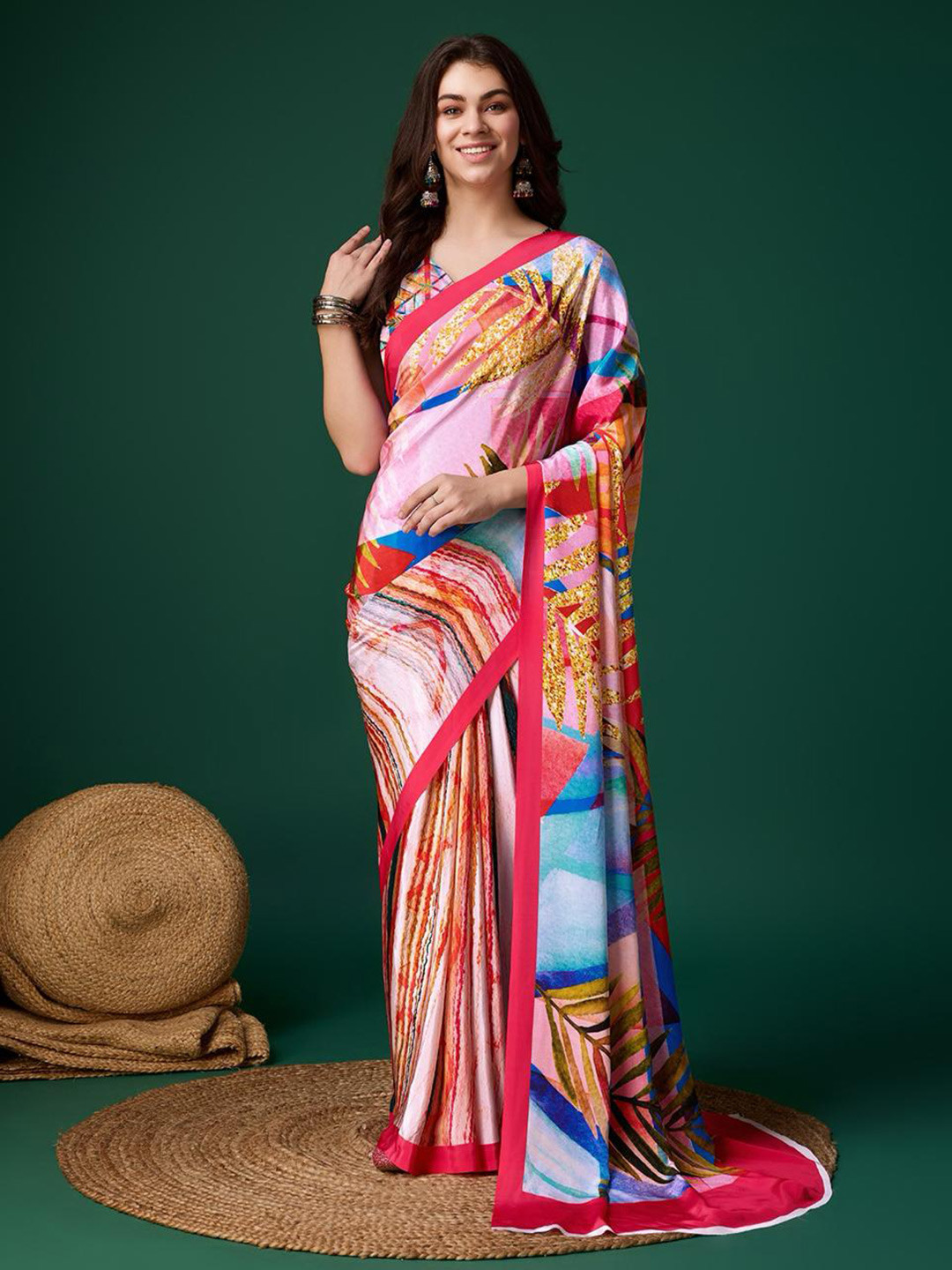 P D Silk Mills Printed Pure Crepe Saree