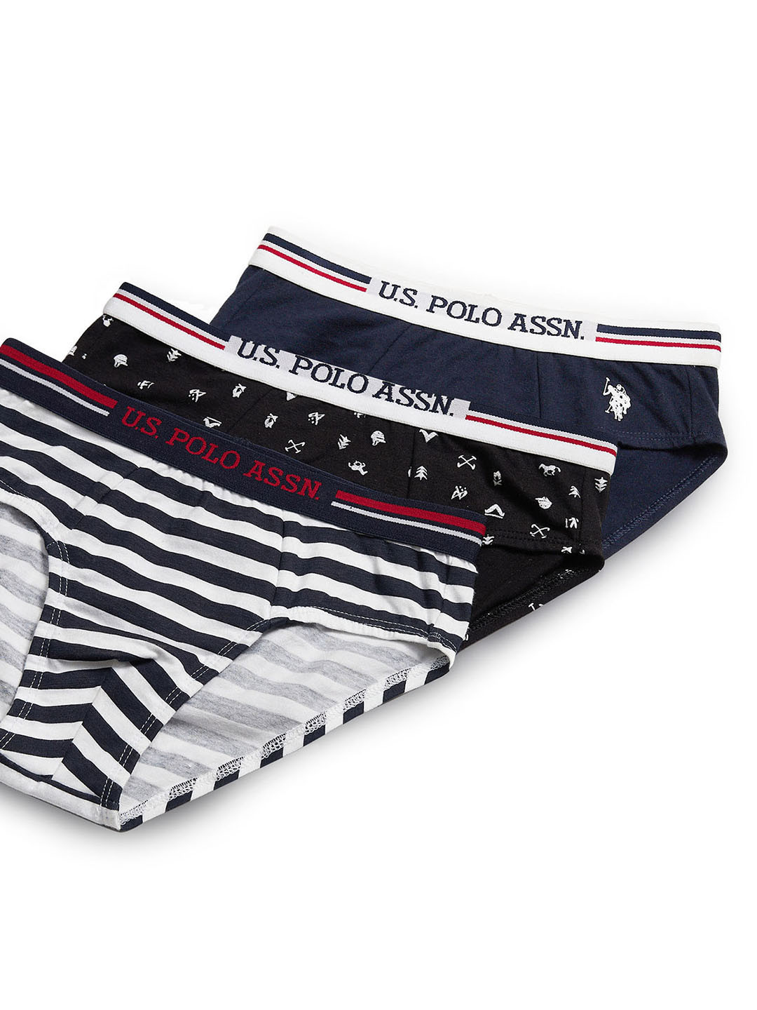 UU.S. Polo Assn. Kids. Boys Pack Of 3 Anti Bacterial Pure Cotton Briefs EKB03-WZN-P3