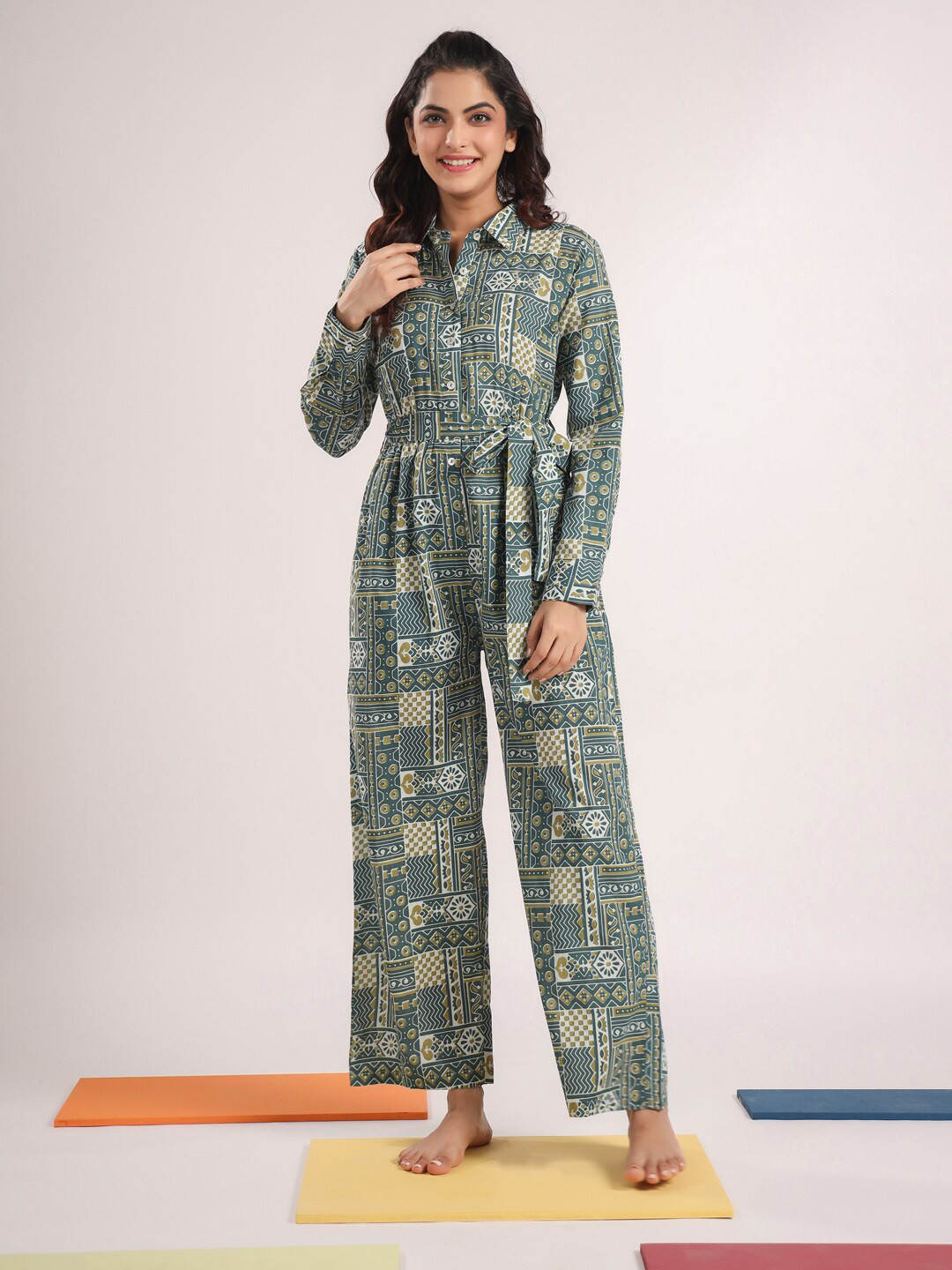 SANSKRUTIHOMES Printed Pure Cotton Basic Jumpsuit