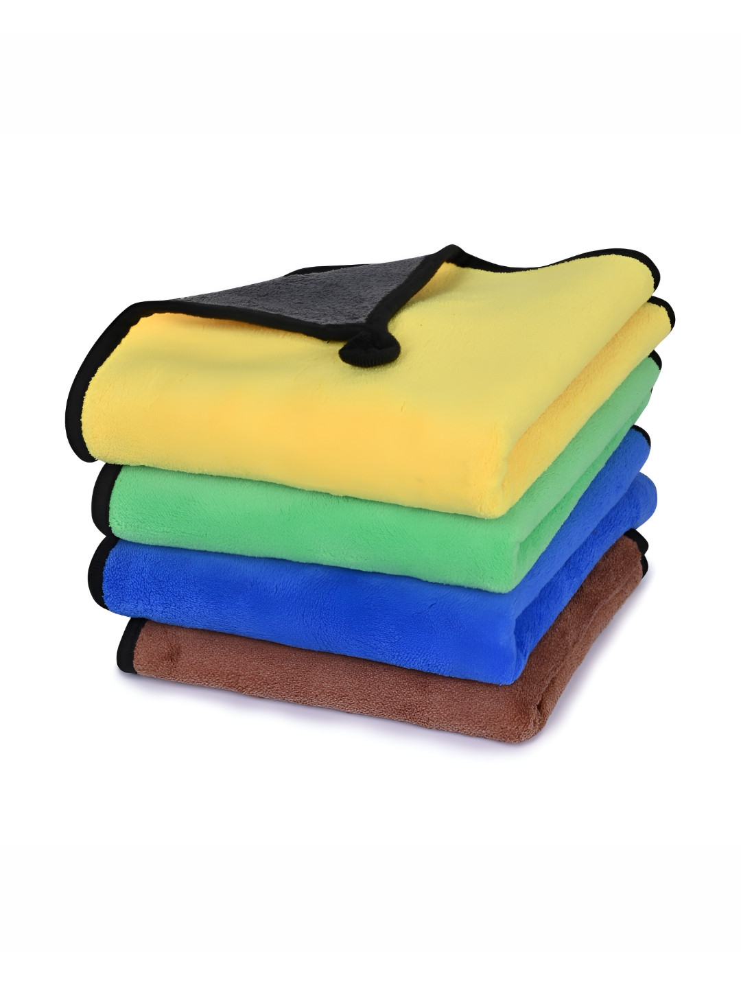 LOOM LEGACY Green & Yellow 4 Pieces 600 GSM Reversible Kitchen Towels