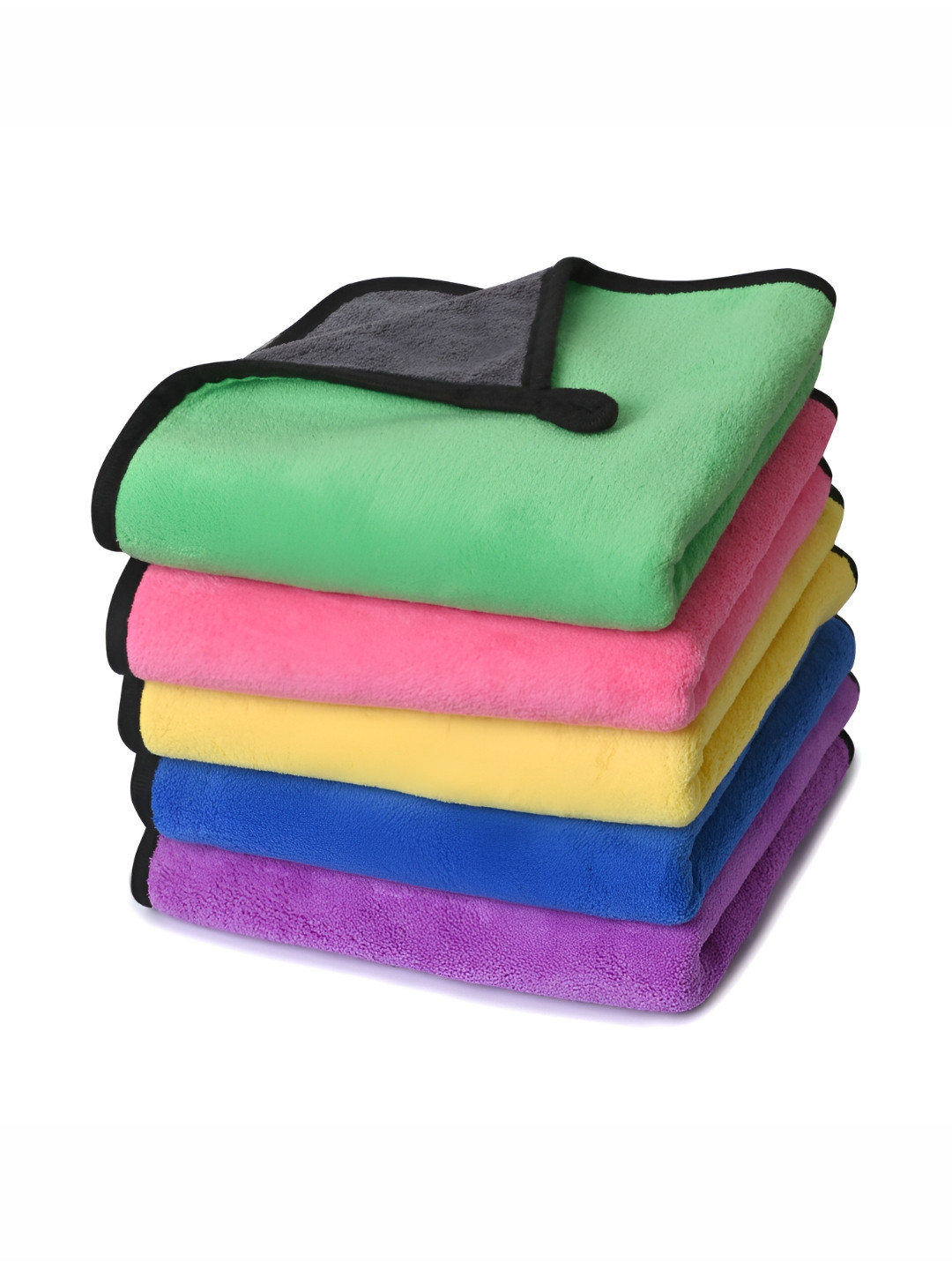 LOOM LEGACY Yellow & Blue 5 Pieces Microfiber 600 GSM Super Soft Kitchen Towels