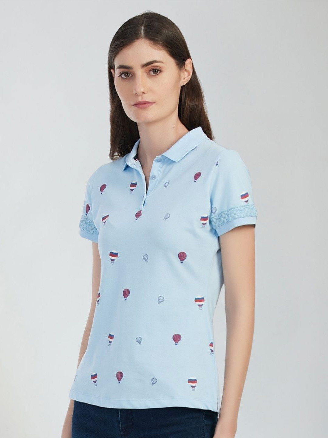 Moda Elementi Printed Polo Collar Short Sleeves T-shirt