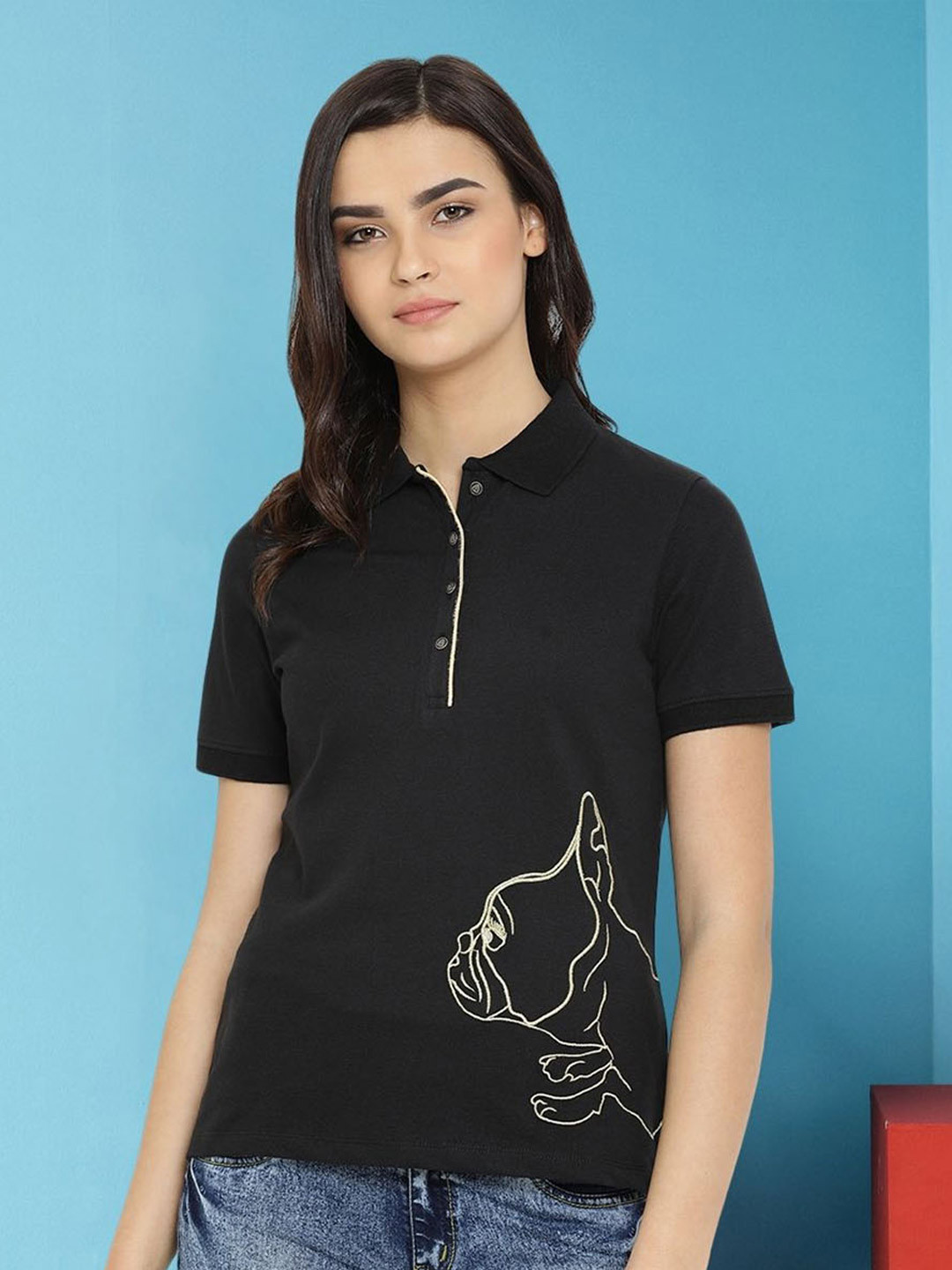 Moda Elementi Polo Collar Short Sleeves Casual T-shirt