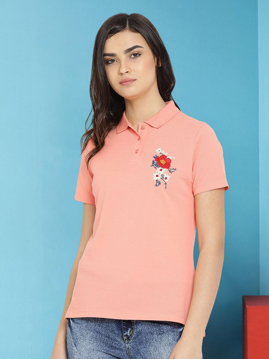 Moda Elementi Polo Collar Short Sleeves Casual T-shirt