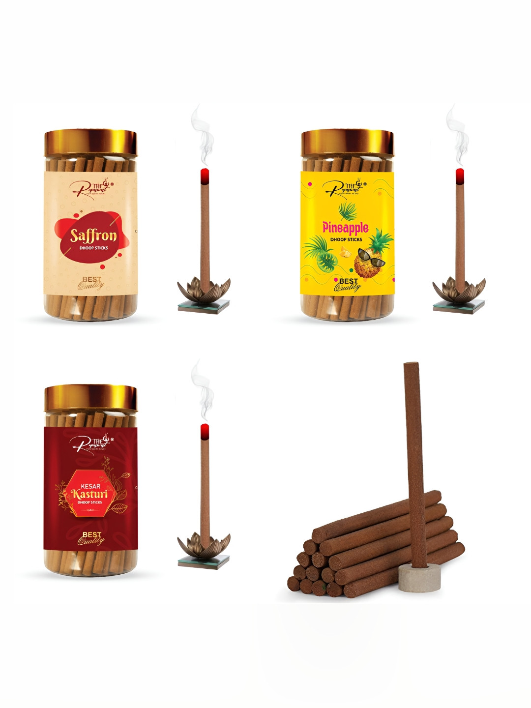 THE RUPAWAT Perfumery House 3-pcs Saffron Pineapple & Kesar Kasturi Incense Sticks