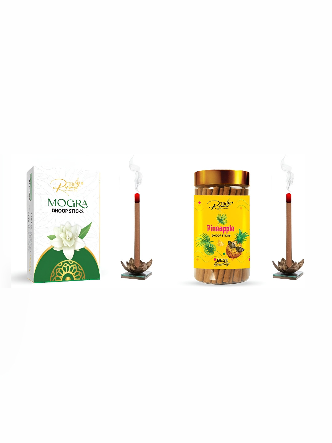 THE RUPAWAT Perfumery House 2-pcs Brown Mogra & Pineapple Dhoop Sticks