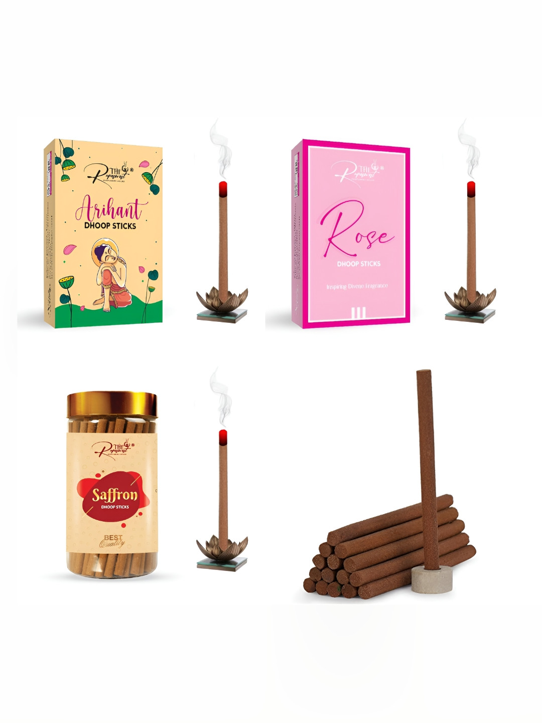 THE RUPAWAT Perfumery House 3-pcs Brown Arihant Rose Saffron Incense Sticks