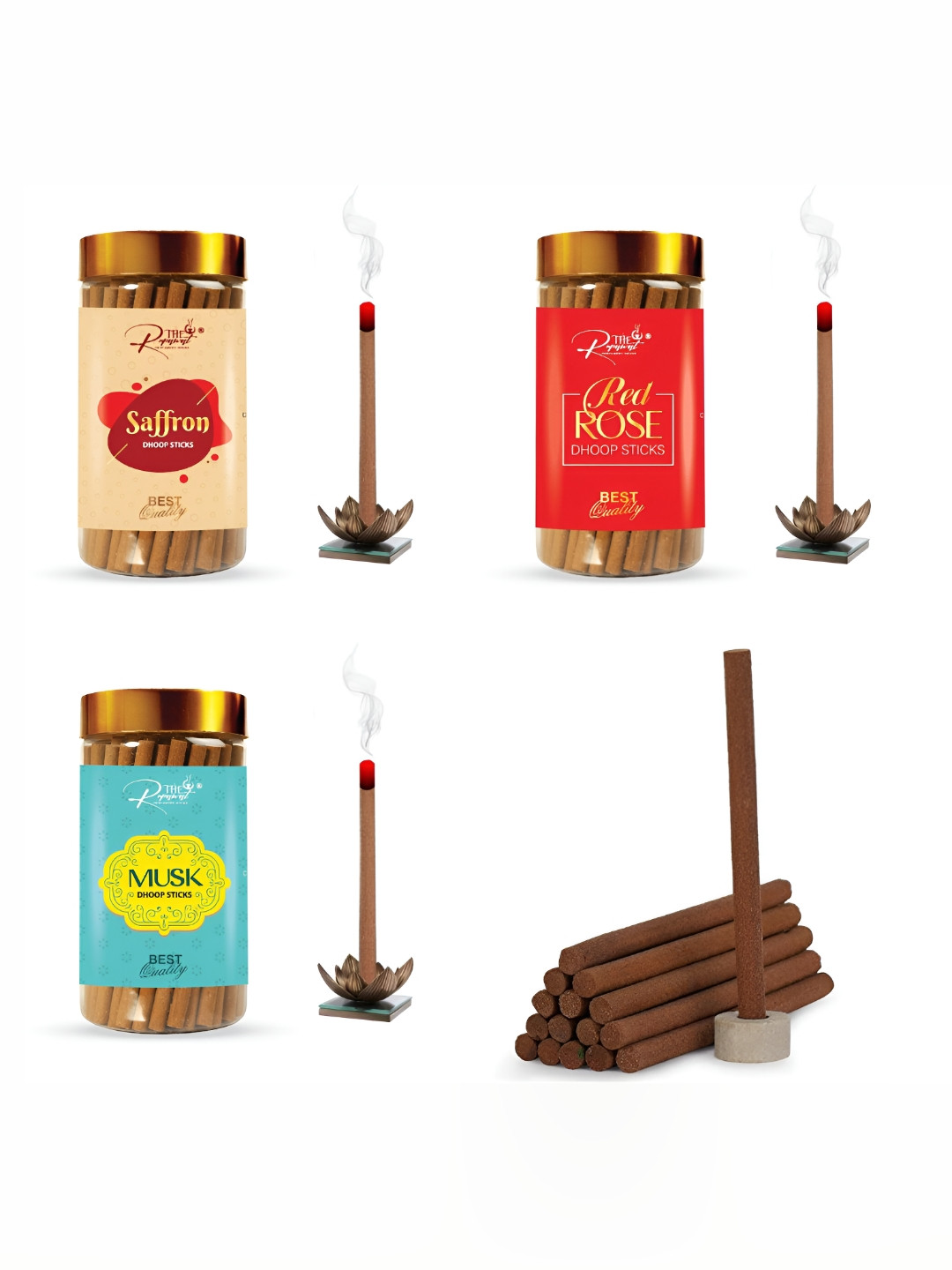 THE RUPAWAT Perfumery House 3-pcs Brown Saffron Red Rose & Musk Incense Sticks