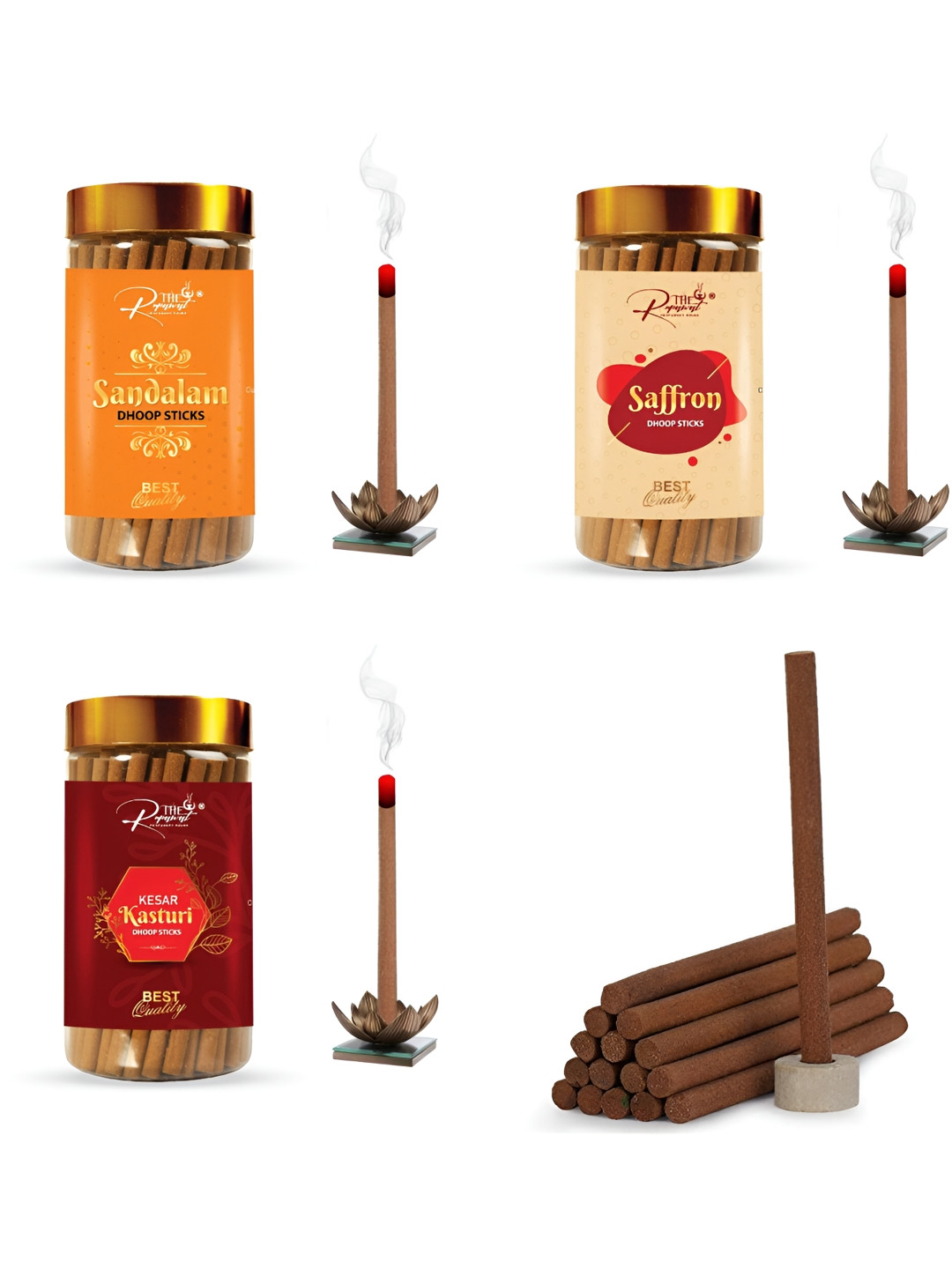 THE RUPAWAT Perfumery House 3-pcs Brown Sandalam Saffron & Kesar Kasturi Incense Sticks