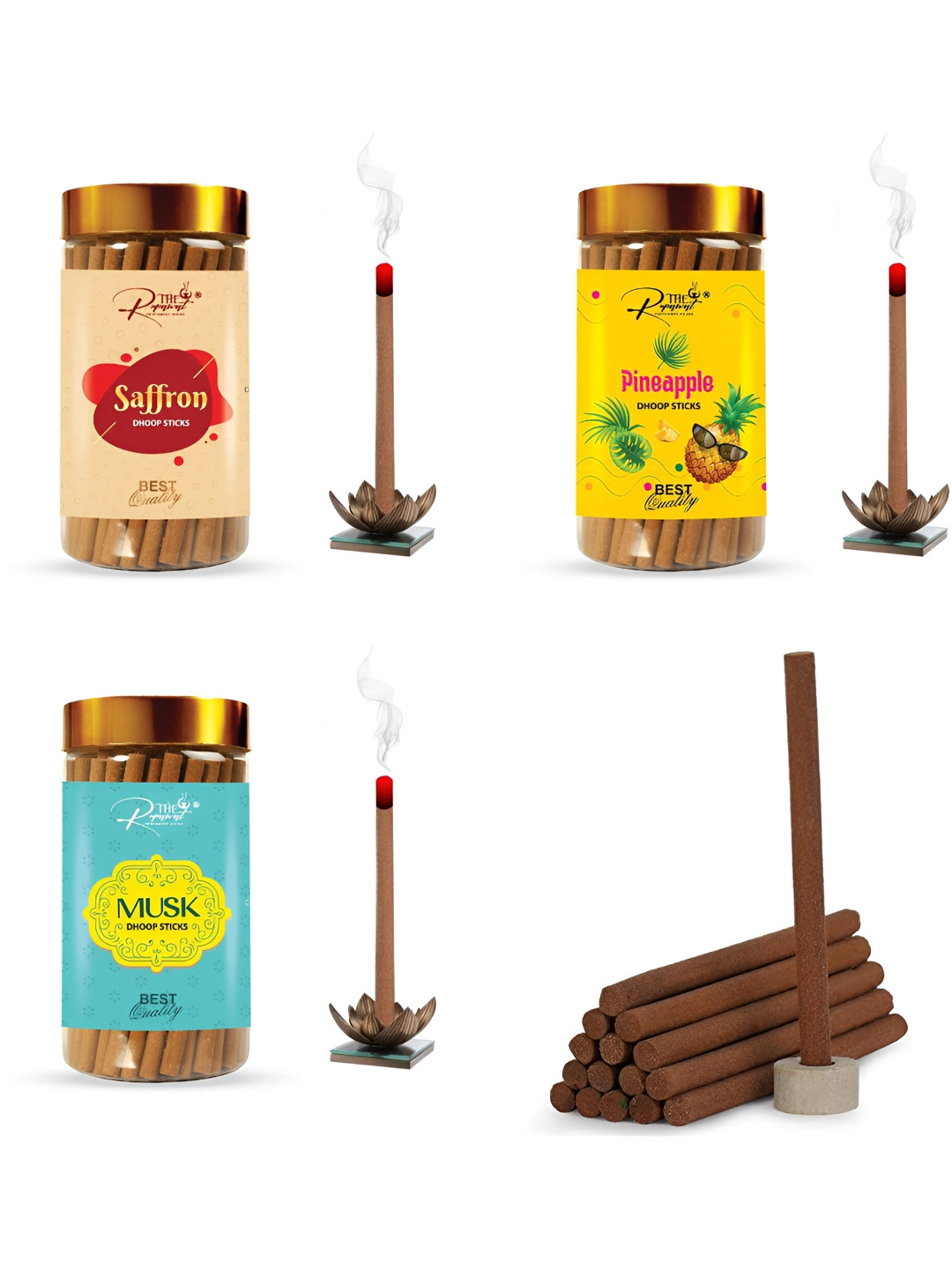 THE RUPAWAT Perfumery House 3-pcs Brown Saffron Pineapple & Musk Incense Sticks