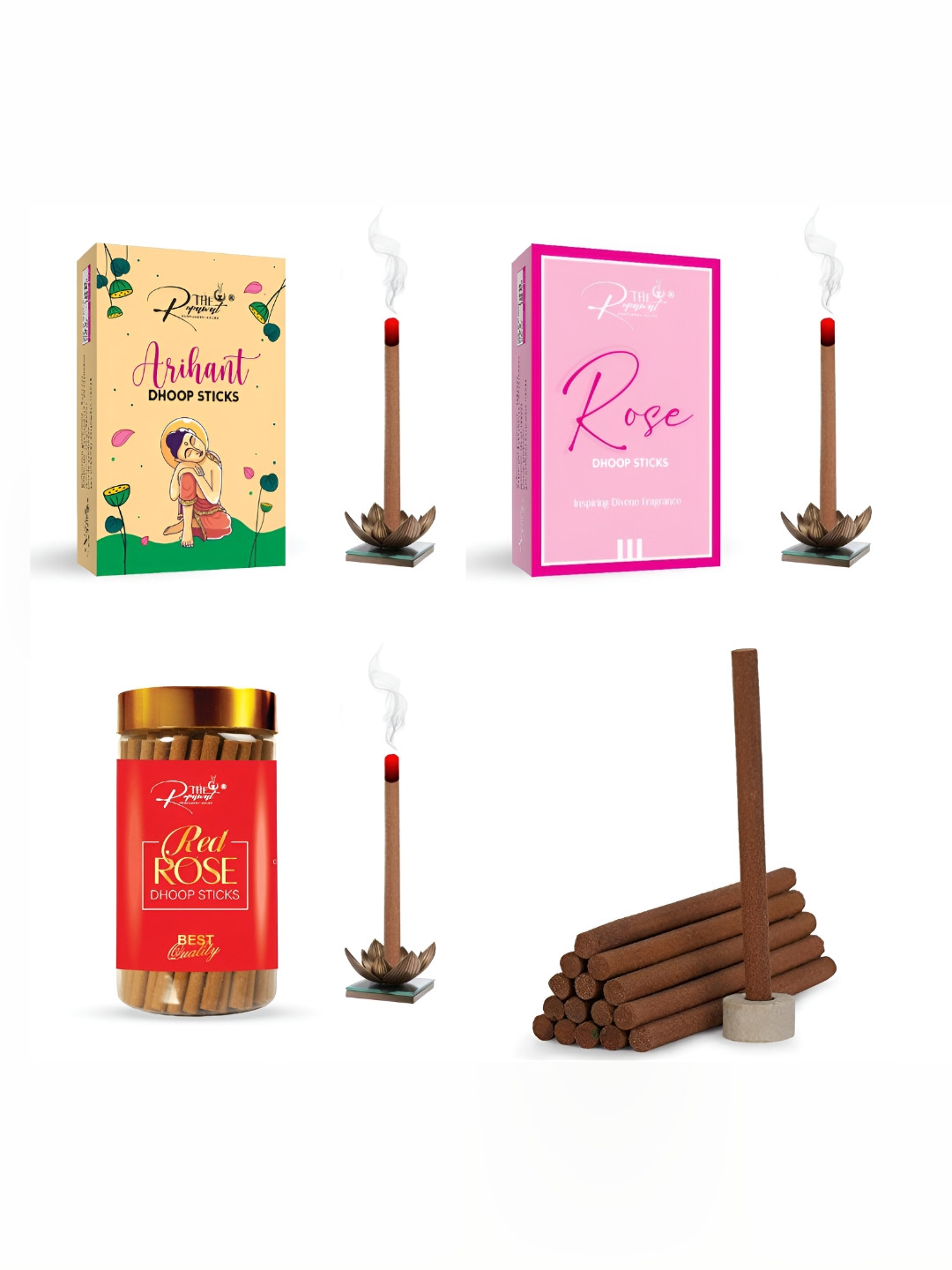 THE RUPAWAT Perfumery House 3-pcs Brown Rose Arihant & Red Rose Incense Sticks